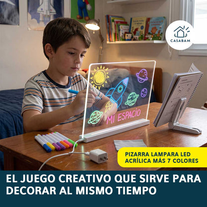 Pizarra Lampara LED Acrílica +7 Colores - Hoy es juego creativo, mañana es la luz de tu pieza