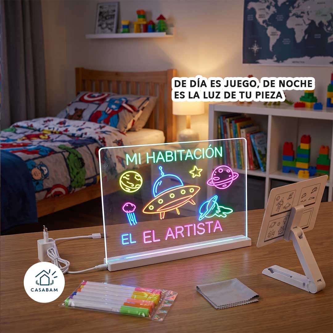 Pizarra Lampara LED Acrílica +7 Colores - Hoy es juego creativo, mañana es la luz de tu pieza