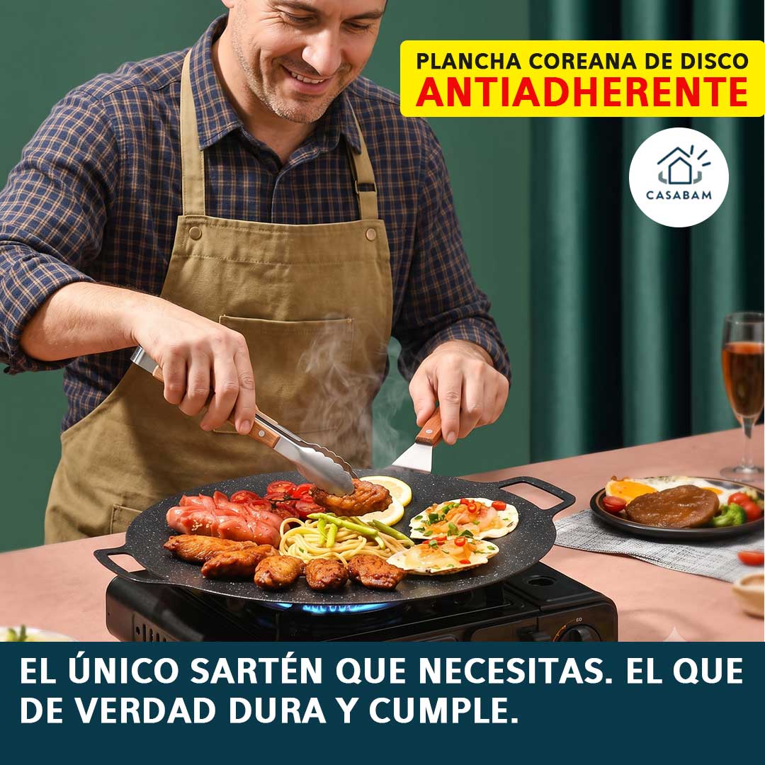 Plancha Coreana de disco - Cocción antiadherente duradera - Olvídate de comprar sartenes cada año