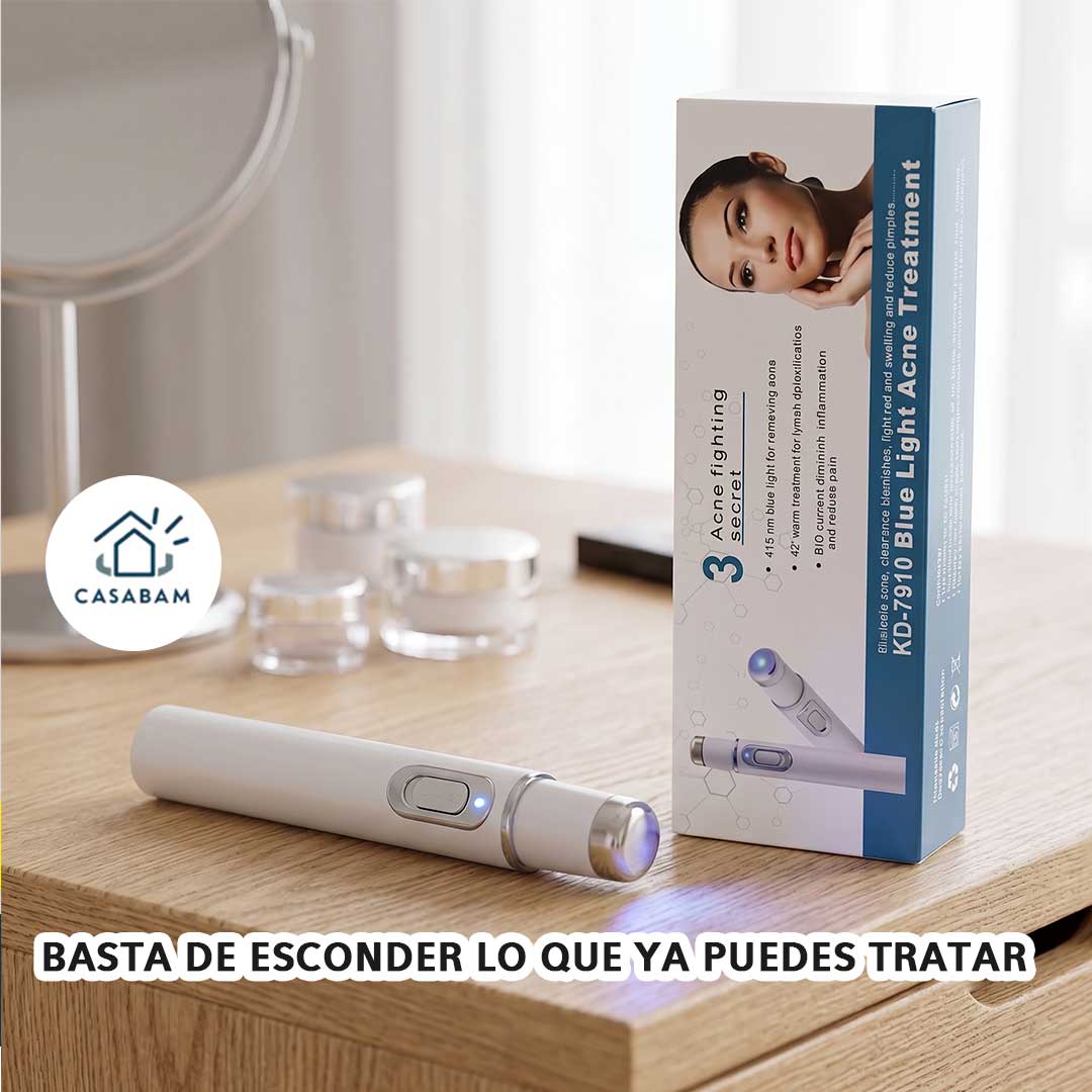 Pluma terapia de luz azul - Trata imperfecciones de la piel al instante - Rostro liso y libre de manchas, sin salir de casa