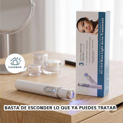 Pluma terapia de luz azul - Trata imperfecciones de la piel al instante - Rostro liso y libre de manchas, sin salir de casa
