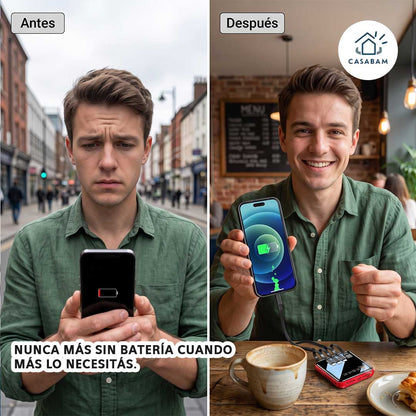 PowerBank 4-en-1 - Carga todo sin cables de más - Nunca más sin batería cuando más lo necesitas.