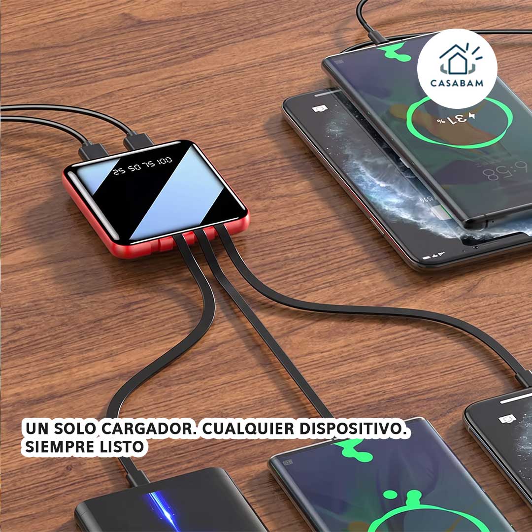 PowerBank 4-en-1 - Carga todo sin cables de más - Nunca más sin batería cuando más lo necesitas.