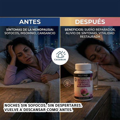 Probiótico para la Menopausia - Alivia sofocos, sudores nocturnos y cambios de humor - recupere su bienestar durante la menopausia