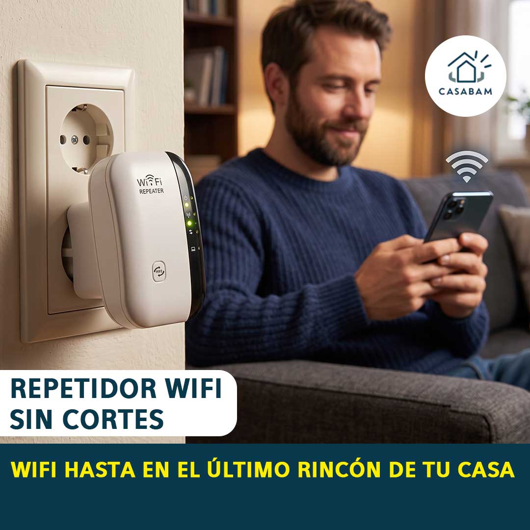 Repetidor WiFi - Extiende la cobertura wifi a las zonas más alejadas - Dile adiós a los espacios sin señal en tu hogar