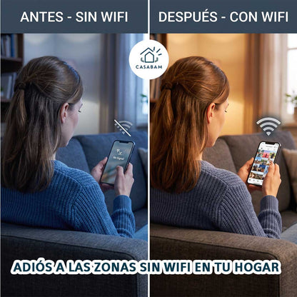 Repetidor WiFi - Extiende la cobertura wifi a las zonas más alejadas - Dile adiós a los espacios sin señal en tu hogar