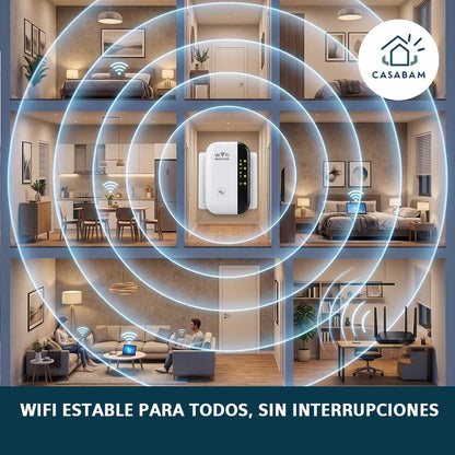 Repetidor WiFi - Extiende la cobertura wifi a las zonas más alejadas - Dile adiós a los espacios sin señal en tu hogar