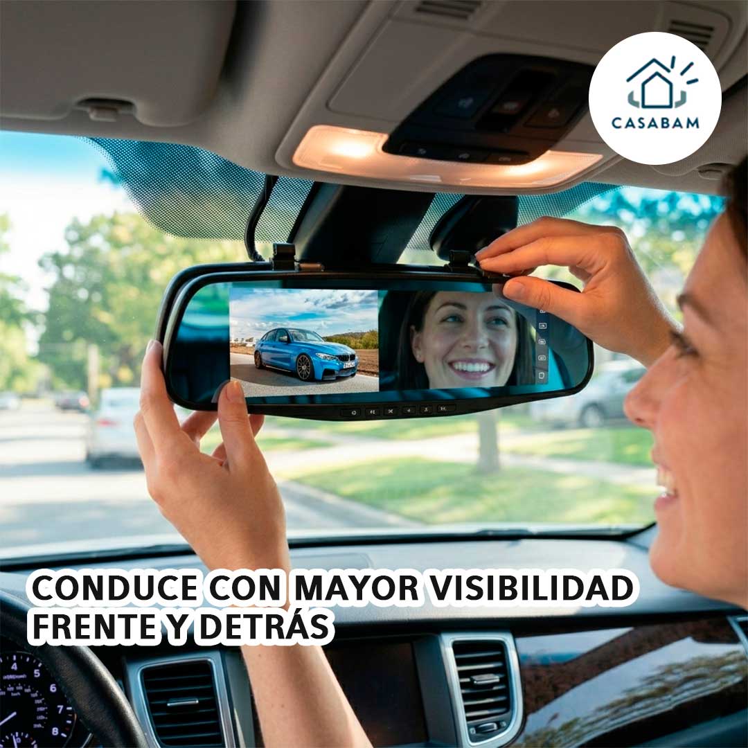 Cámara Espejo DVR Dual HD para Auto - Graba Adelante y Atrás - Evidencia clara en caso de accidentes