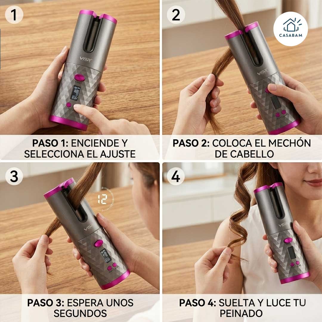 Rizador Automático Portátil – Rizado inteligente sin esfuerzo – Consigue un look tipo salón estés donde estés