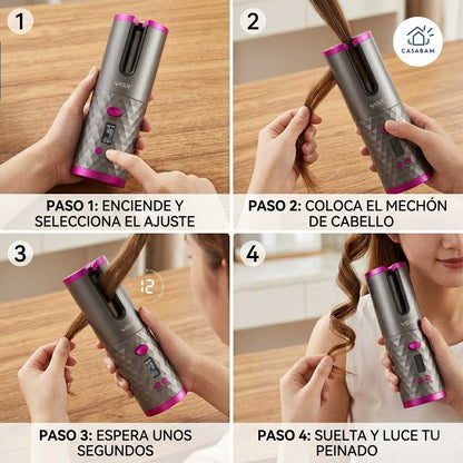 Rizador Automático Portátil – Rizado inteligente sin esfuerzo – Consigue un look tipo salón estés donde estés