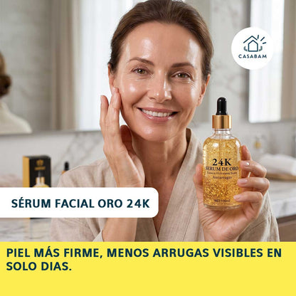 Sérum Facial Oro 24K – Hidrata y reafirma la piel – Menos arrugas visibles y un rostro más luminoso