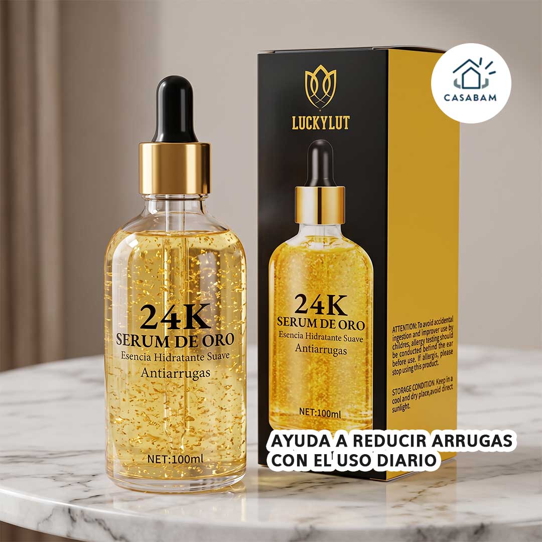 Sérum Facial Oro 24K – Hidrata y reafirma la piel – Menos arrugas visibles y un rostro más luminoso