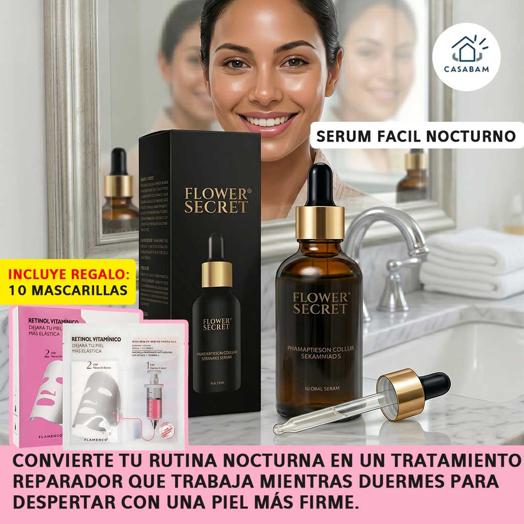 Serum Nocturno de Retinol 30ml – Reparación Facial Overnight – Despierta con una piel más firme, luminosa y visiblemente rejuvenecida