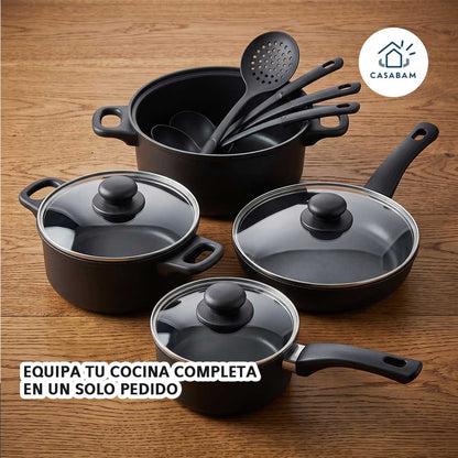 Set de Cocina 10 Piezas - Ollas y sartenes para cocinar de todo - Equipa tu cocina completa en un solo pedido