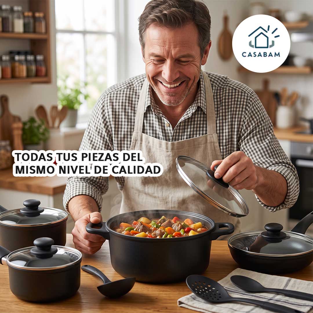 Set de Cocina 10 Piezas - Ollas y sartenes para cocinar de todo - Equipa tu cocina completa en un solo pedido