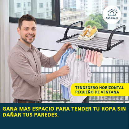 Tendedero Horizontal Pequeño de Ventana - Seca tu ropa sin ocupar espacio interior - Sin sacrificar tu departamento