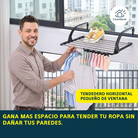 Tendedero Horizontal Pequeño de Ventana - Seca tu ropa sin ocupar espacio interior - Sin sacrificar tu departamento