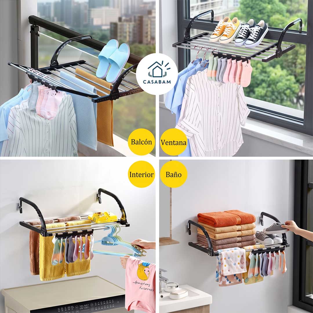 Tendedero Horizontal Pequeño de Ventana - Seca tu ropa sin ocupar espacio interior - Sin sacrificar tu departamento