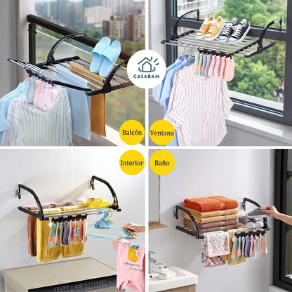 Tendedero Horizontal Pequeño de Ventana - Seca tu ropa sin ocupar espacio interior - Sin sacrificar tu departamento