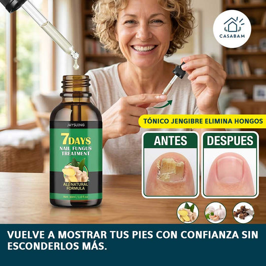 Tónico Jengibre Elimina hongos - Recupera uñas bonitas y saludables - y vuelve a mostrar tus pies con confianza.