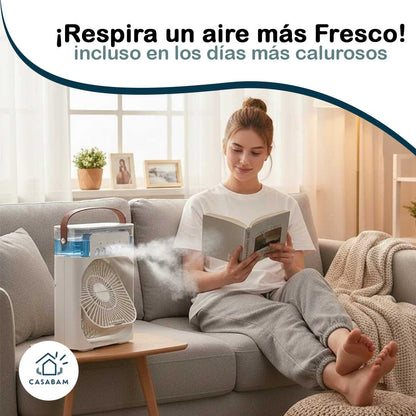 Ventilador Humificador Portátil, Respira un aire más húmedo y cómodo incluso en los días más calurosos