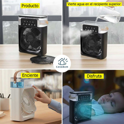 Ventilador Humificador Portátil, Respira un aire más húmedo y cómodo incluso en los días más calurosos