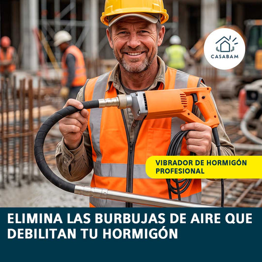 Vibrador de Hormigón Profesional - Compacta y elimina burbujas de aire - Hormigón sin grietas, a la primera pasada