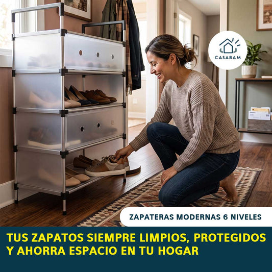 Zapateras Modernas 6 Niveles - Guarda y ordena tus zapatos - Ahorra espacio en tu departamento y arma tu orden en minutos