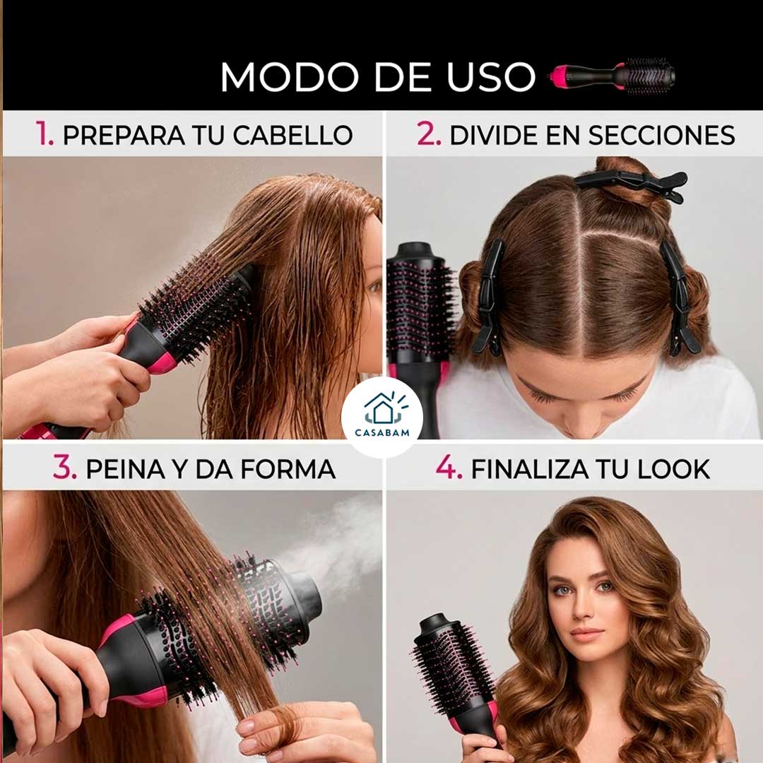 Cepillo Secador Multifunción - Seca, alisa y da forma - Peinados completos con un solo dispositivo práctico