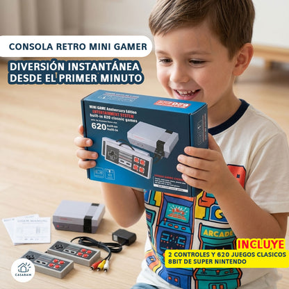Consola Retro Mini Gamer Kids – 620 Juegos Clásicos – Regala diversión instantánea que los entretiene desde el primer momento