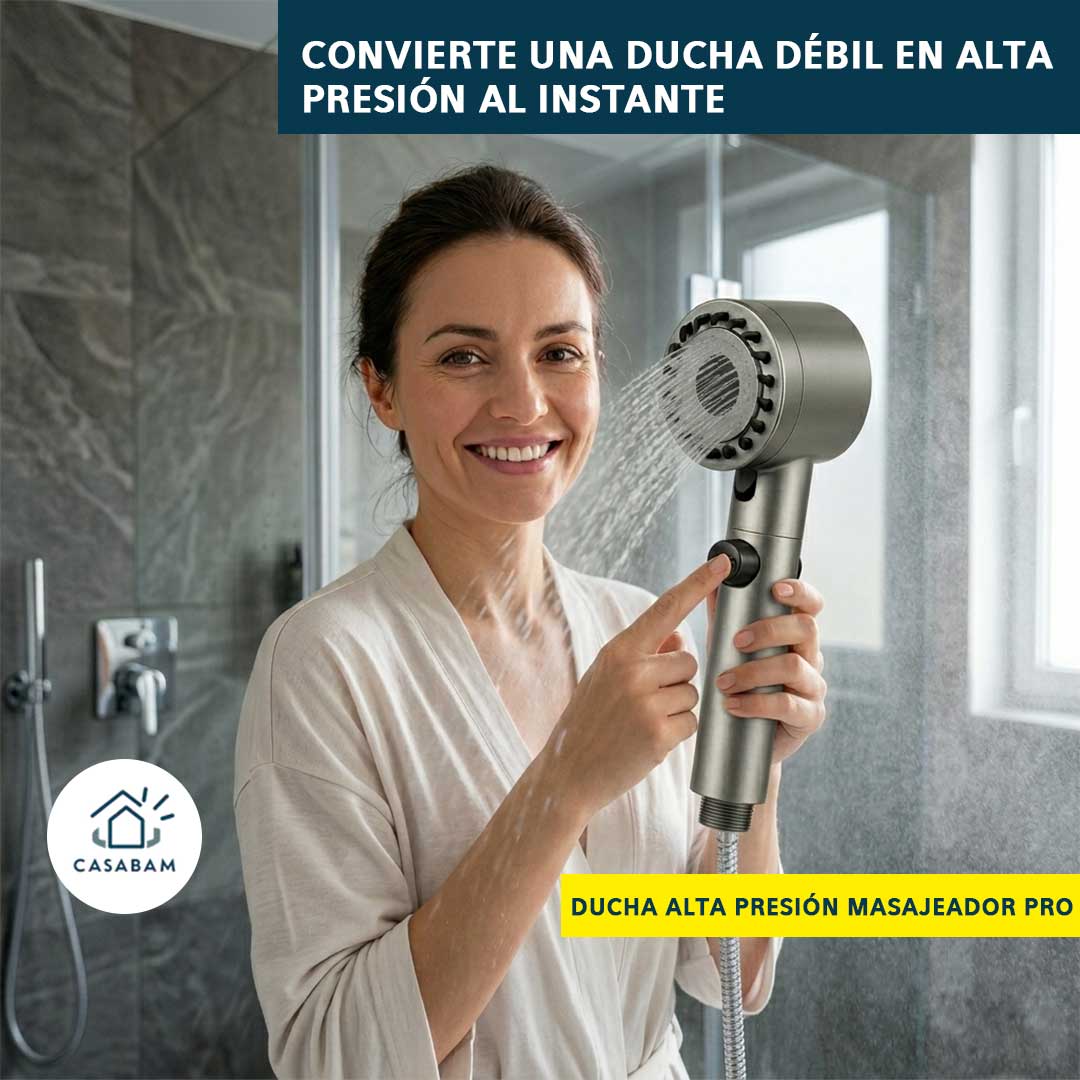 Ducha Alta Presión masajeador Pro – Aumenta la fuerza del agua – Mejora la presión en minutos sin instalar tuberías nuevas