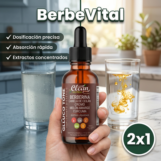 2x1  BerbeVital Suplemento En Gotas Berberina - Equilibra tu metabólico a diario