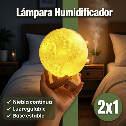 2x1 Lámpara Humidificador Forma de Luna - Crear un Ambiente Acogedor y Relajante en tu espacio