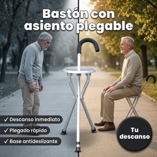 Bastón con asiento plegable - Descansa donde lo necesites