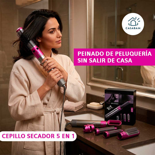 Cepillo Secador 5 en 1 - Peina y seca en minutos - Peinado rápido sin salir de casa