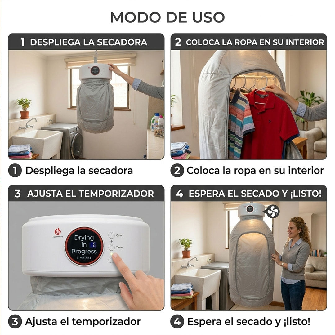 Secadora Portátil Plegable Pro – Seca en Cualquier Lugar – Ropa seca en horas sin depender del clima ni un patio