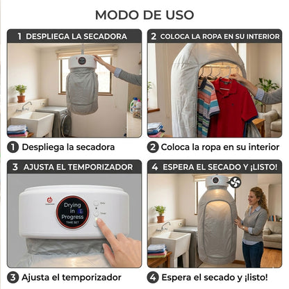 Secadora Portátil Plegable Pro – Seca en Cualquier Lugar – Ropa seca en horas sin depender del clima ni un patio